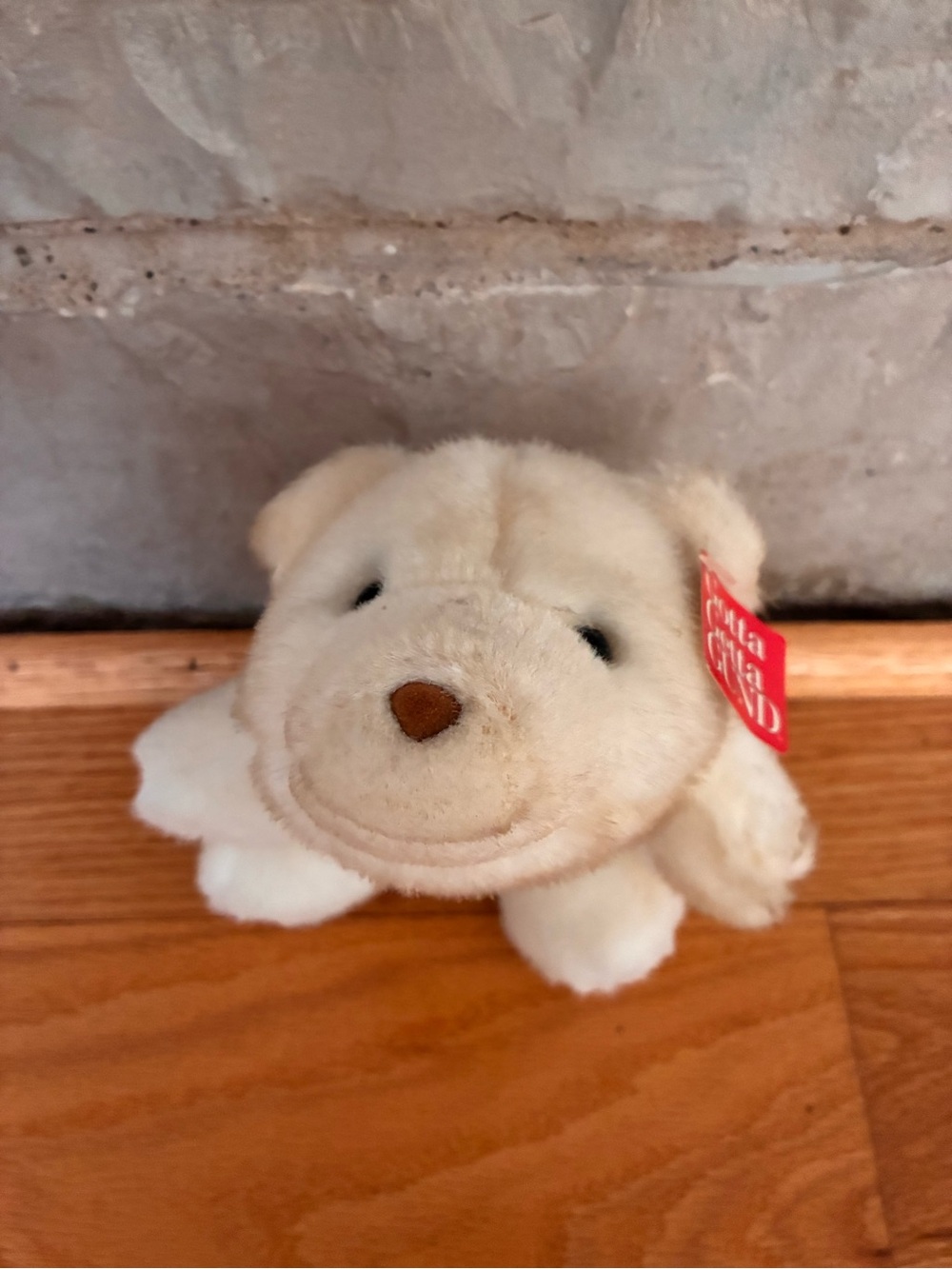 Gund Cream Puppy Plush with Red Tag